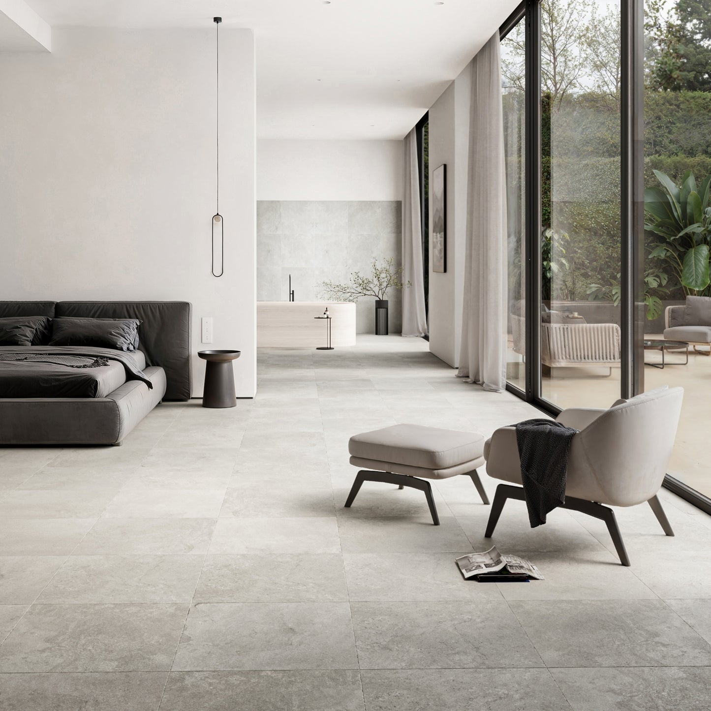 Torino Grigio True Limestone Porcelain Wall or Floor Tile 600 x 600mm