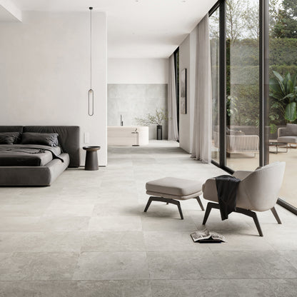 Torino Grigio True Limestone Porcelain Wall or Floor Tile 600 x 600mm