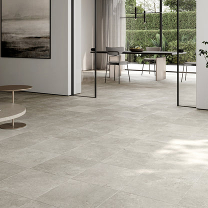 Torino Grigio True Limestone Porcelain Wall or Floor Tile 600 x 600mm