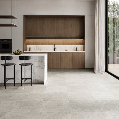 Torino Grigio True Limestone Porcelain Wall or Floor Tile 600 x 600mm