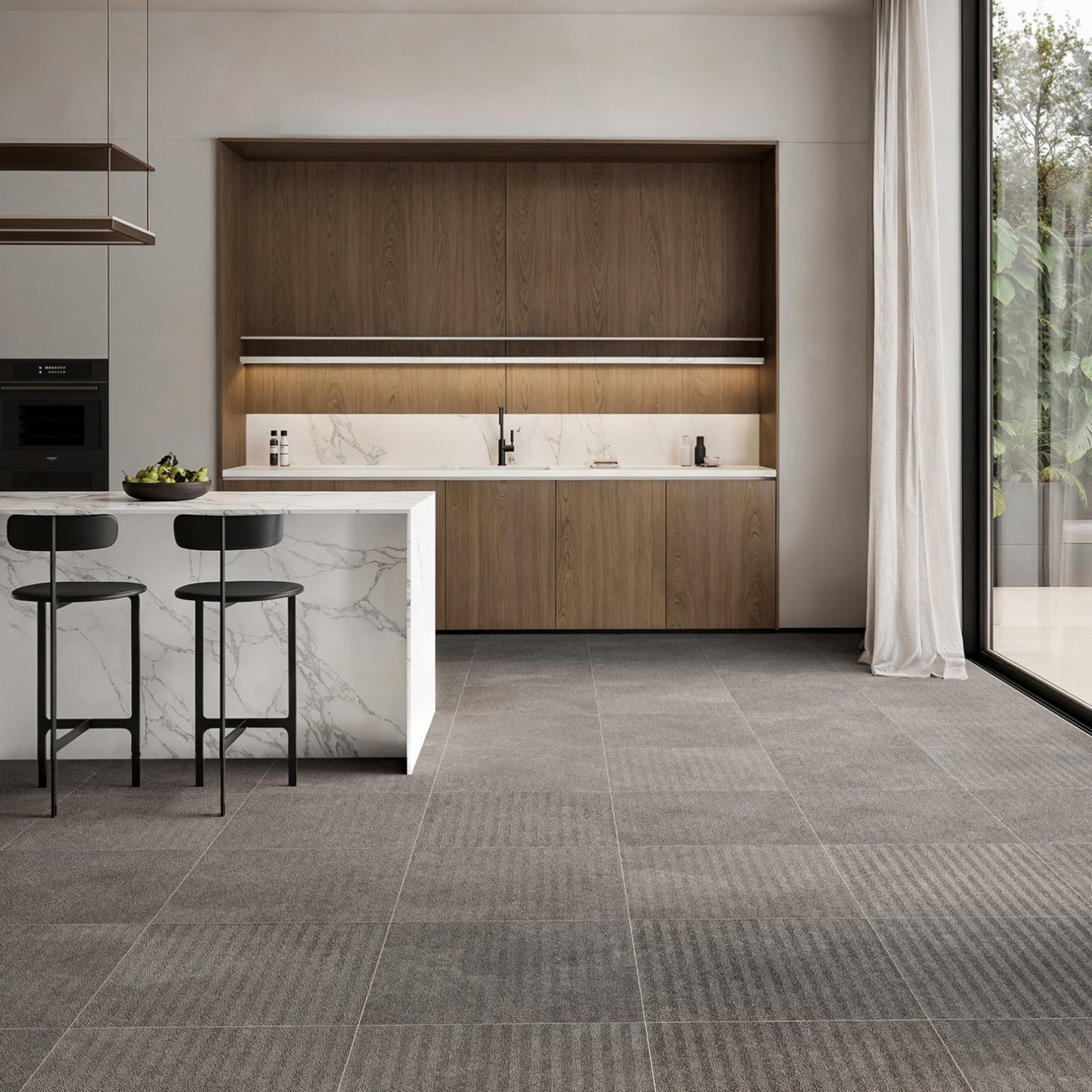 Torino Nero True Limestone Chevron Porcelain Wall or Floor Tile 600 x 600mm