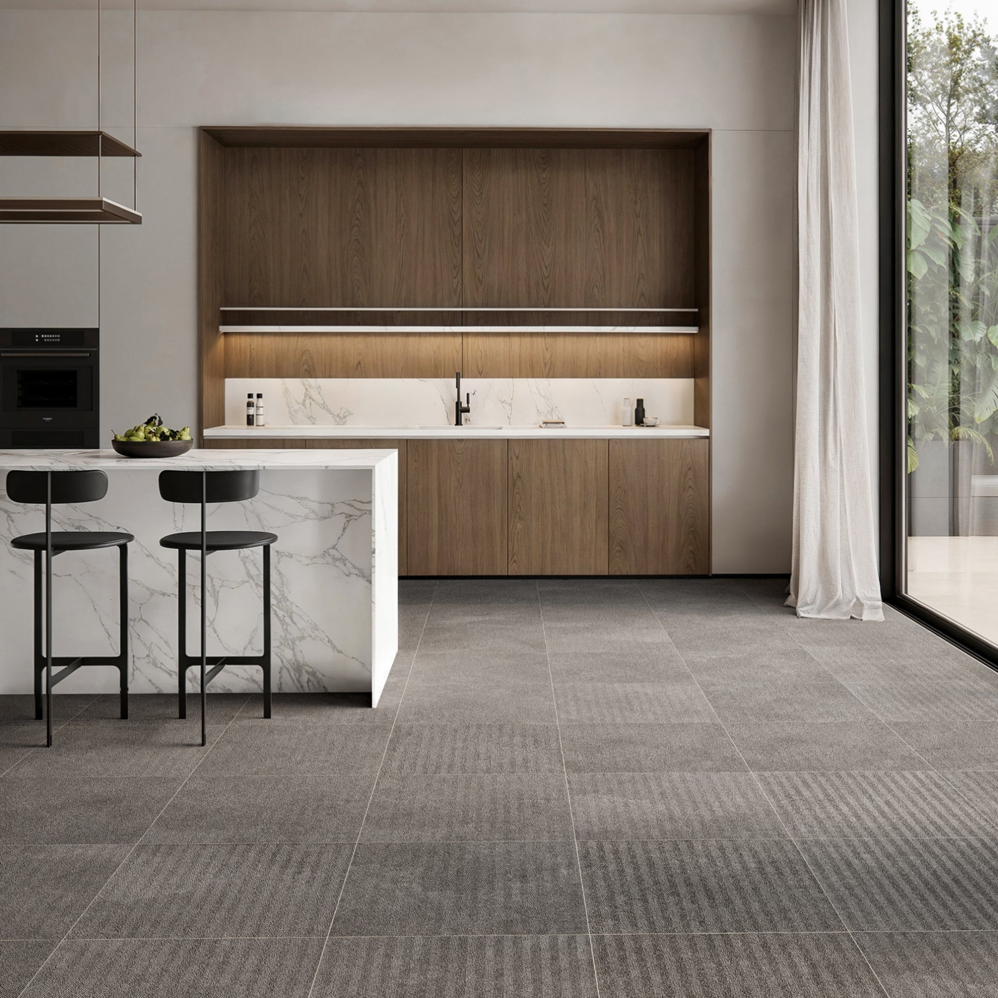 Torino Nero True Limestone Chevron Porcelain Wall or Floor Tile 600 x 600mm