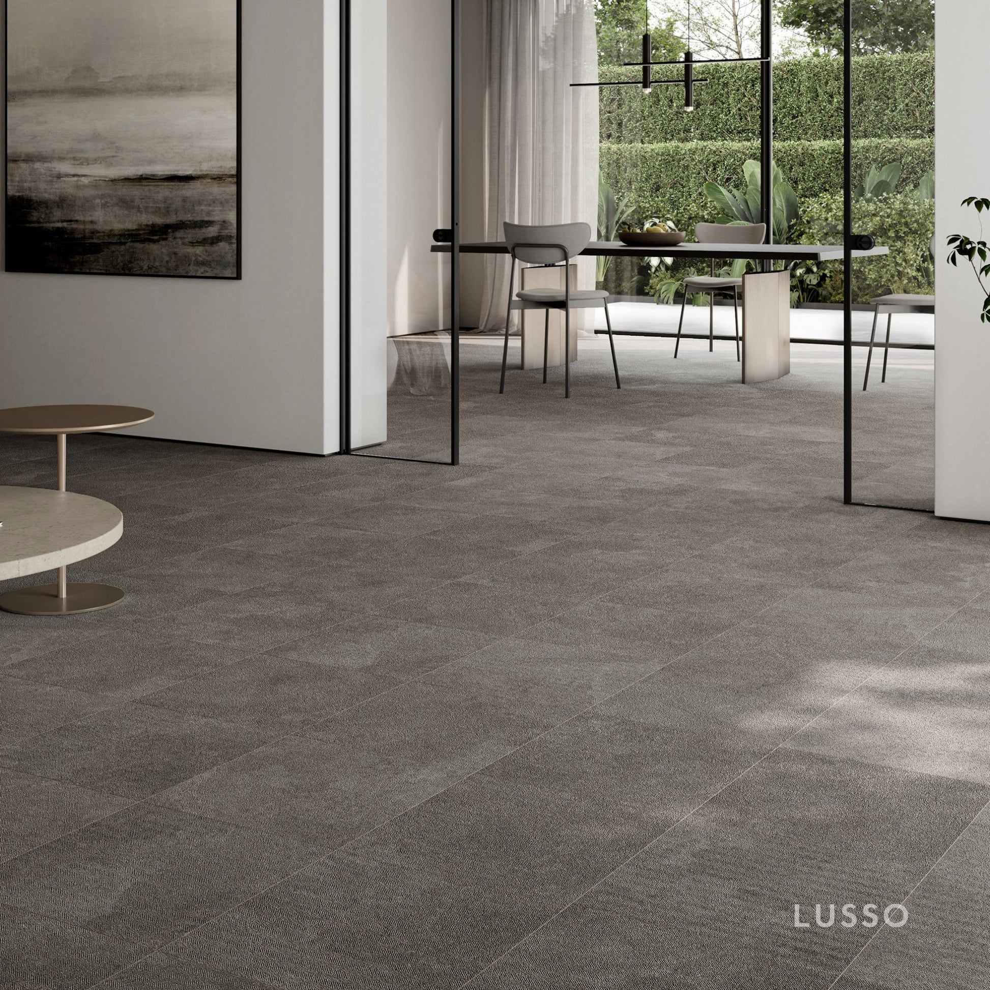 Torino Nero True Limestone Chevron Porcelain Wall or Floor Tile 600 x 600mm