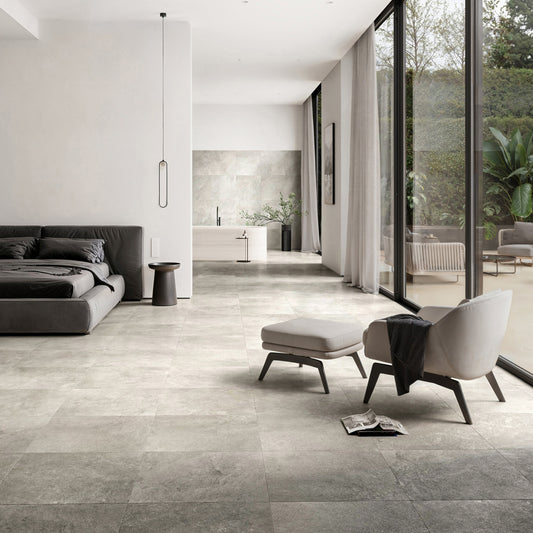 Torino Taupe True Limestone Porcelain Wall or Floor Tile 600 x 600mm
