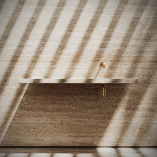 Levitare Travertine Ultra Thin Wall Mounted Basin 1200mm (Offset Waste)