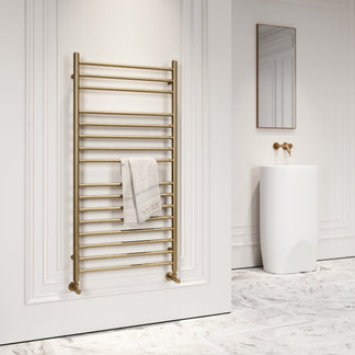 Traditional Gold Radiator Tubo Brushed Gold Designer Heated Towel Radiator - LUSSO