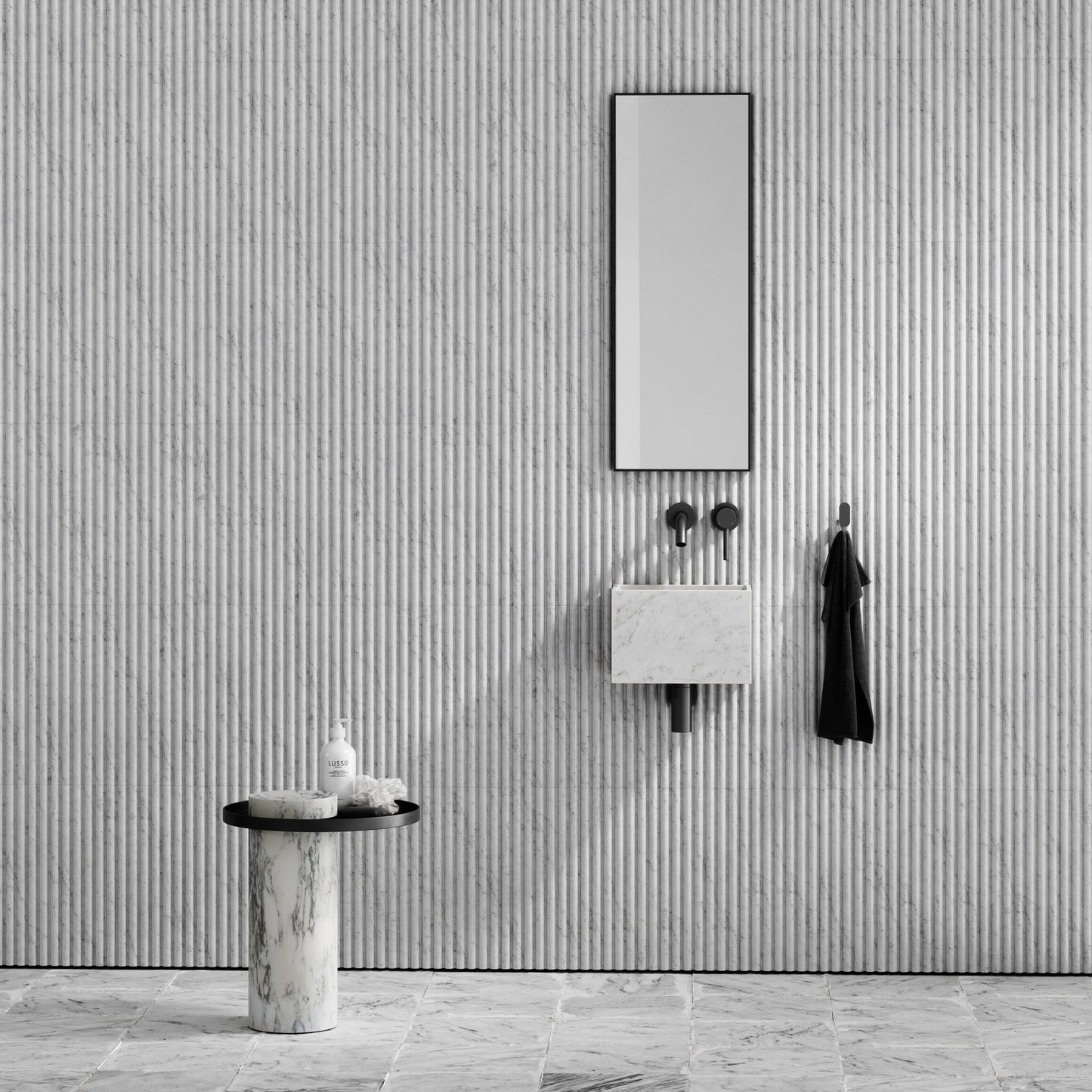 Tucci Carrara Marble Wall Hung Basin 300mm