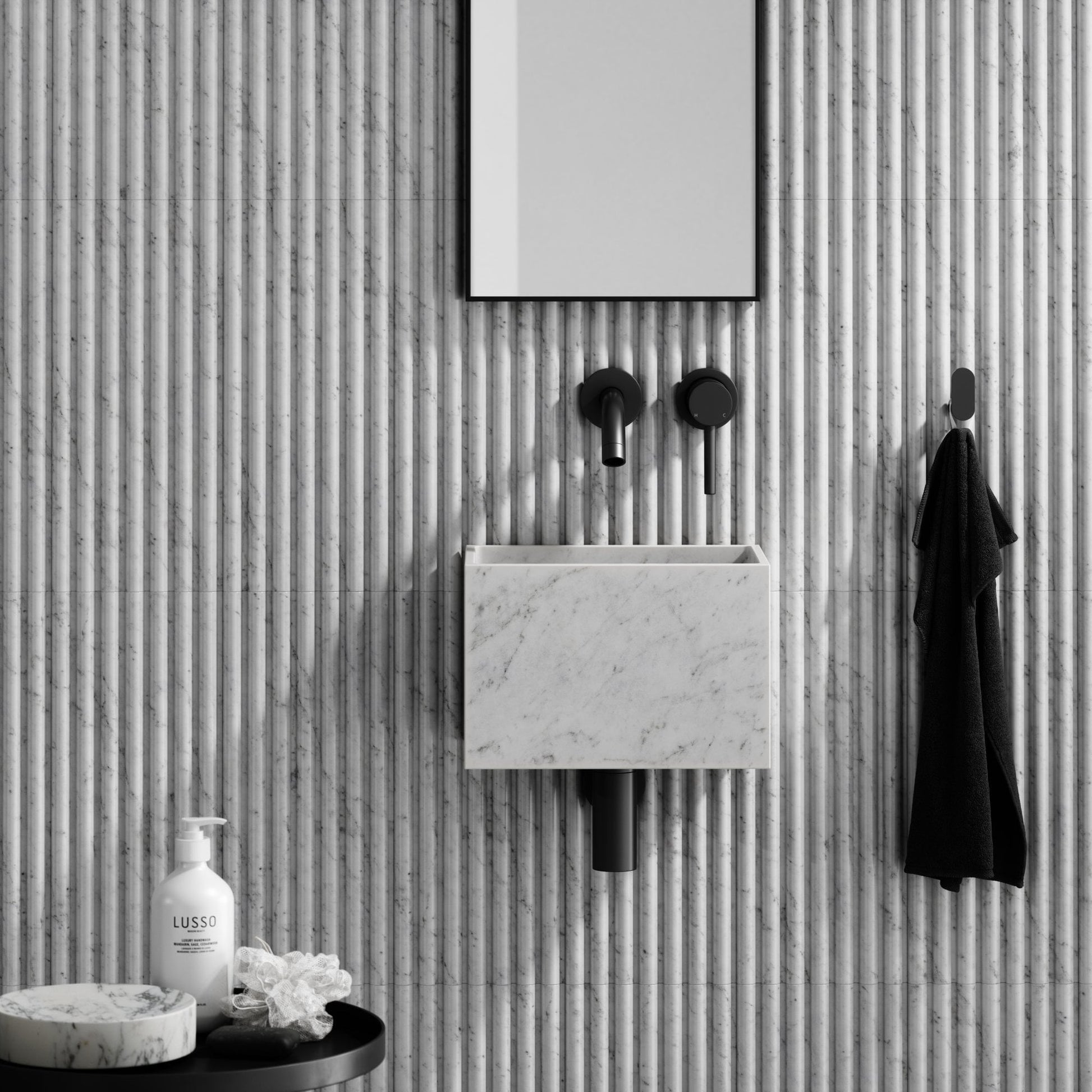 Tucci Carrara Marble Wall Hung Basin 300mm