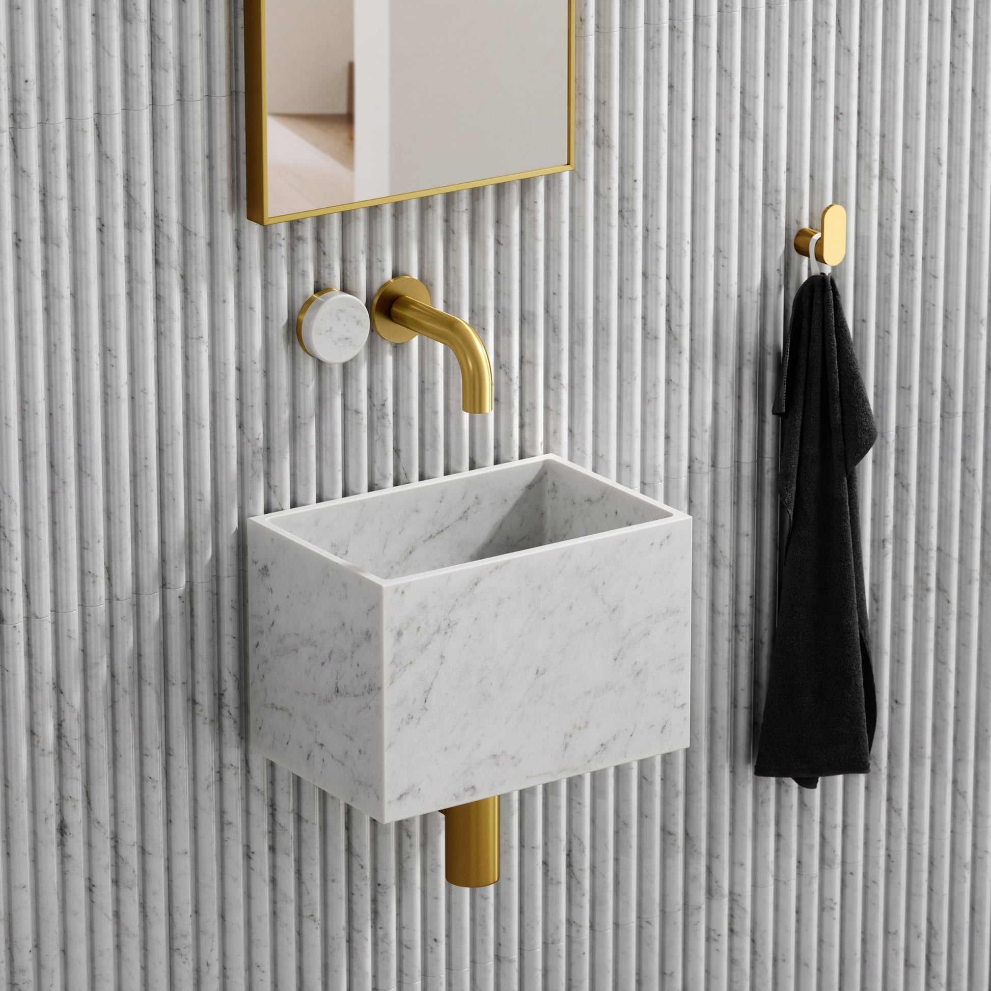 Tucci Carrara Marble Wall Hung Basin 300mm
