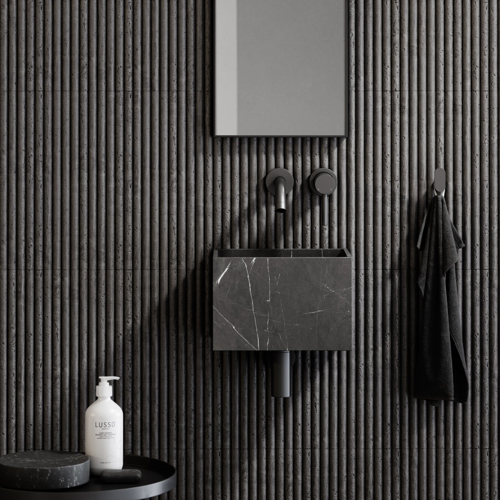 Tucci Pietra Grey Marble Wall Hung Basin 300mm