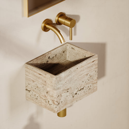 Tucci Travertine Stone Wall Hung Basin 300mm