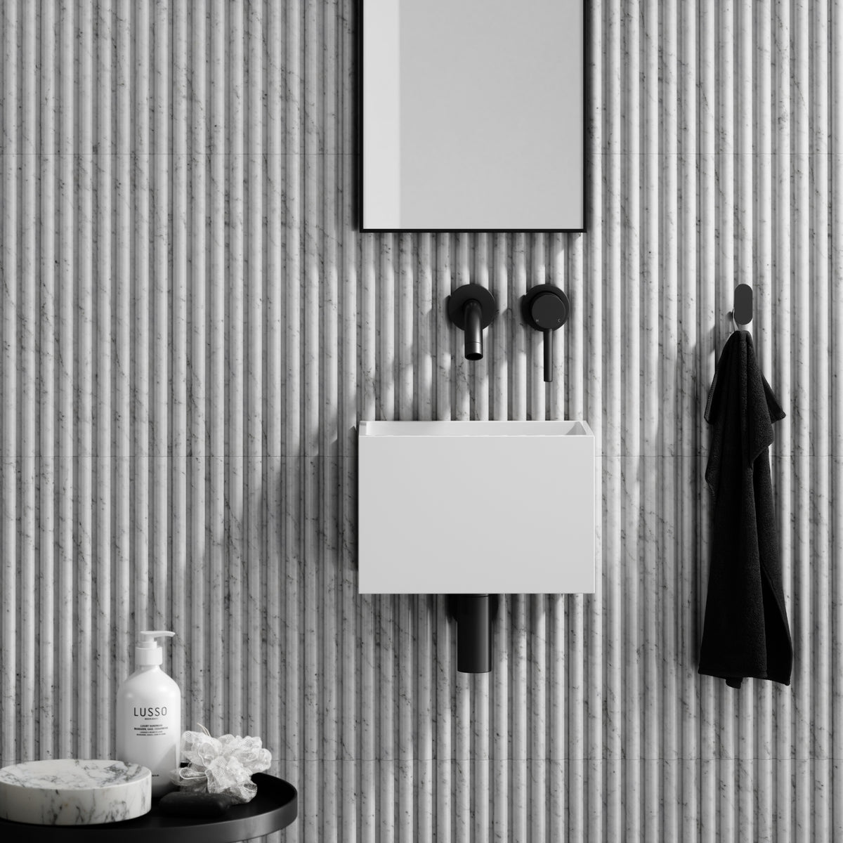 Tucci White Wall Hung Micro Bathroom Basin 300mm - LUSSO