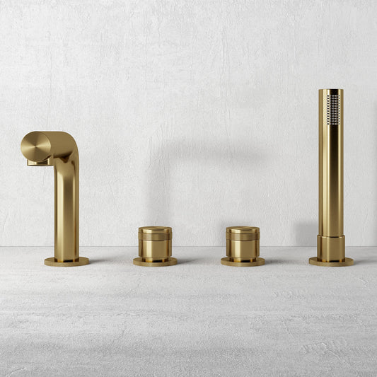 Urban Brushed Gold Deck Mounted Bath Shower Mixer Tap