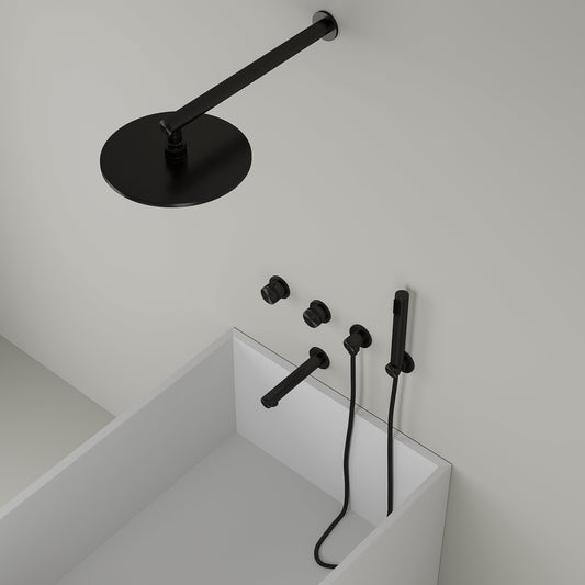 Urban Gunmetal Black 3 Way Thermostatic Shower with Handheld Shower & Bath Spout