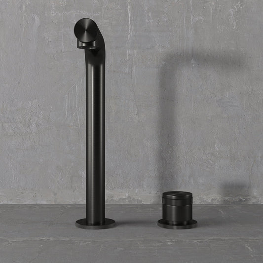 Urban Gunmetal Black Tall Deck Mounted Basin Mixer Tap