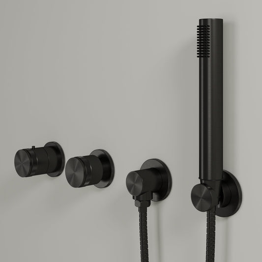 Urban Gunmetal Black Thermostatic Shower with Handheld Shower
