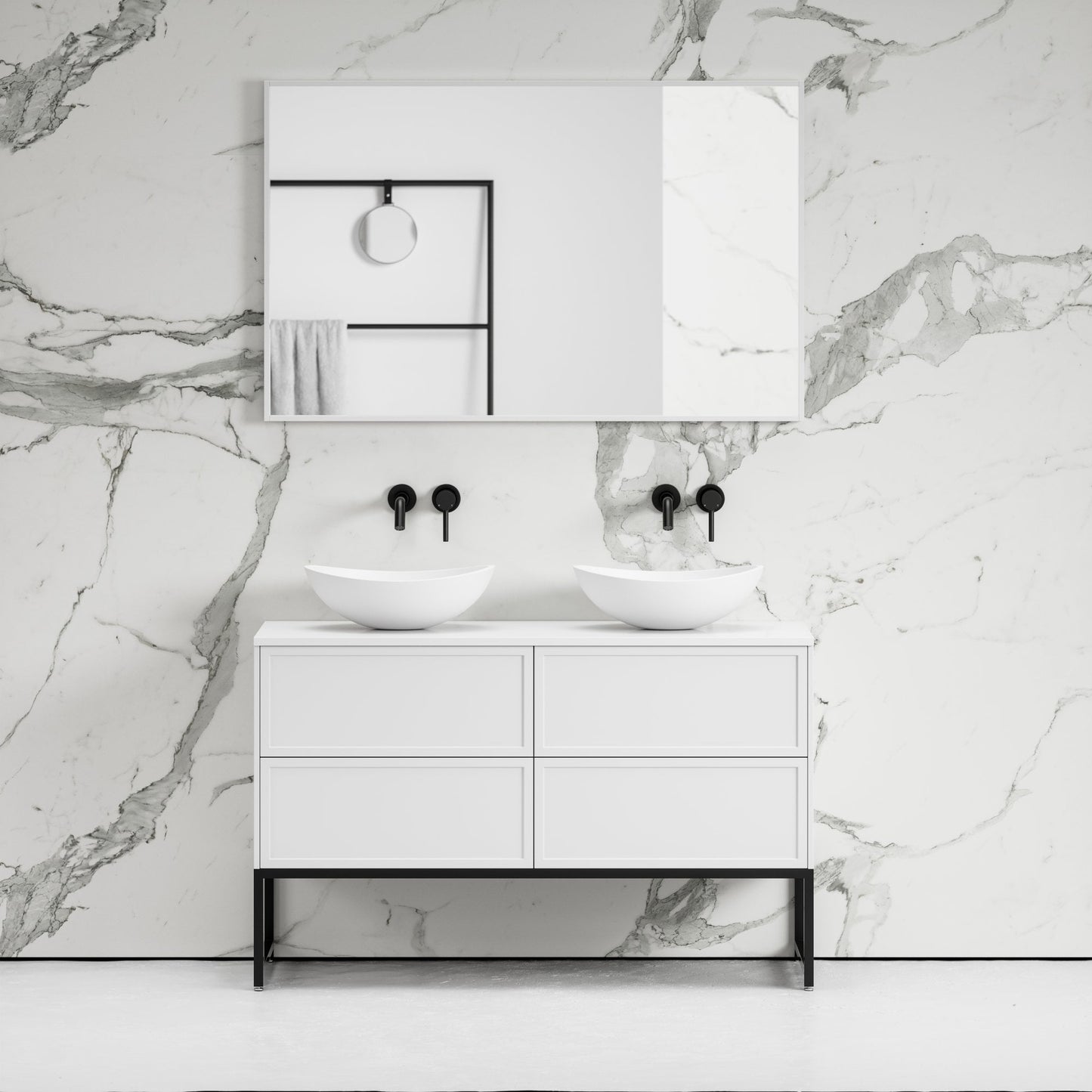 Vanita Matte White Freestanding Bathroom Vanity 1200mm