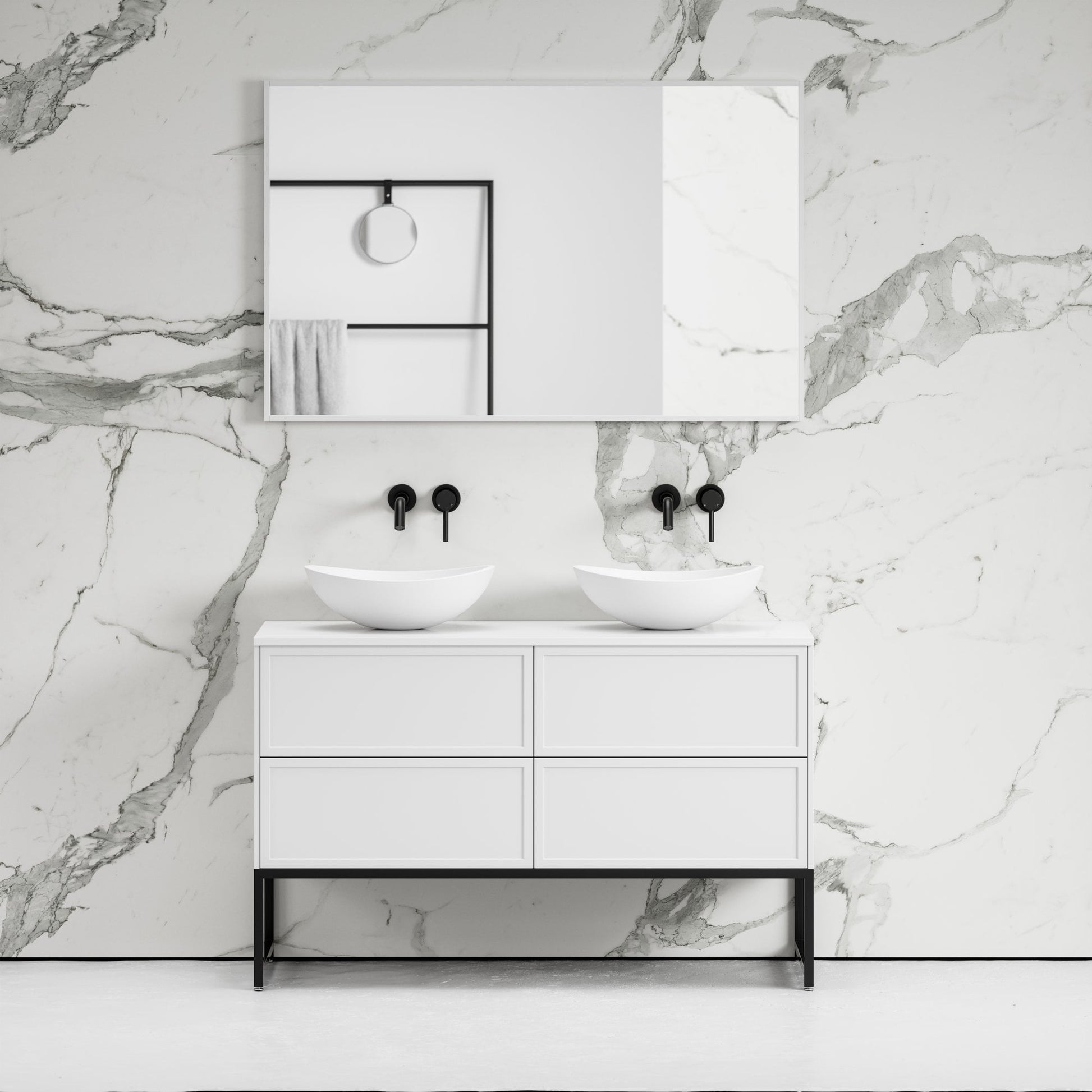 Vanita Matte White Freestanding Bathroom Vanity 1200mm