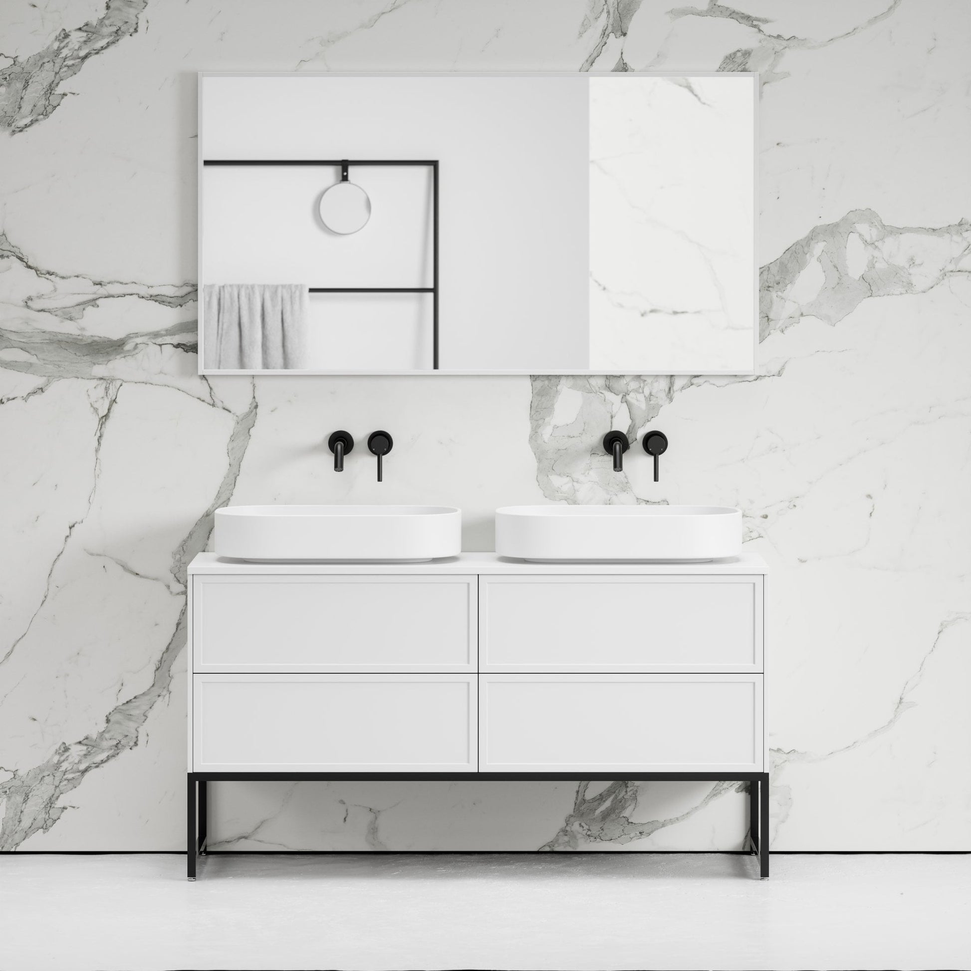 Vanita Matte White Freestanding Bathroom Vanity 1400mm