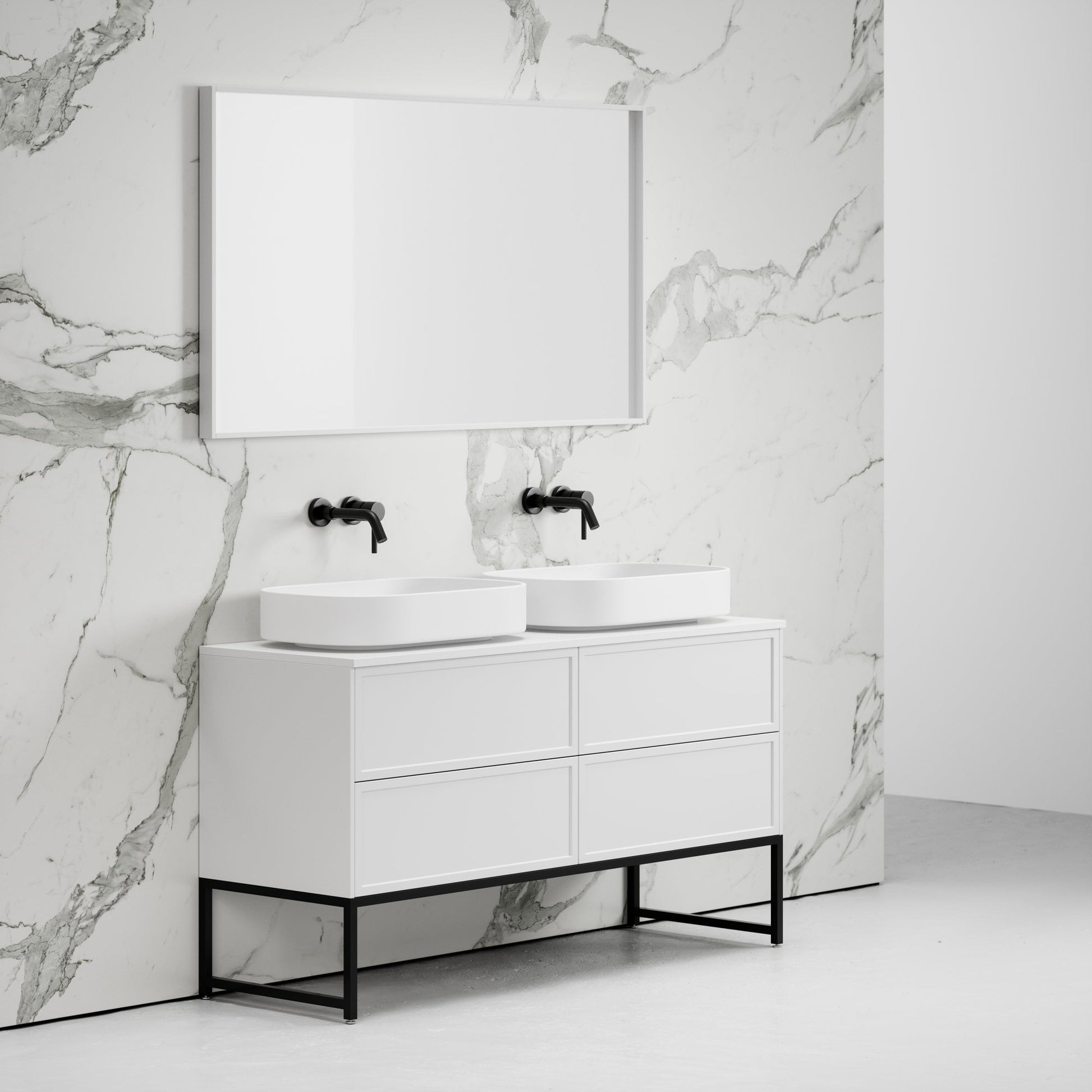 Vanita Matte White Freestanding Bathroom Vanity 1400mm