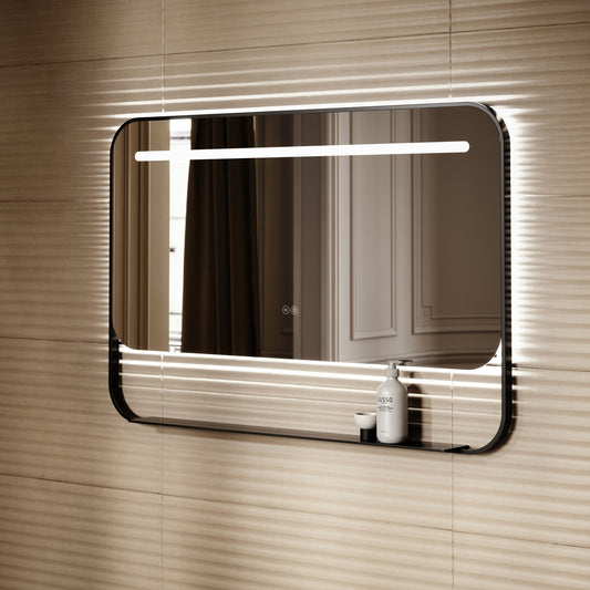 Vario Matte Black Mirror With Natural White LED light and Demister 1200mm