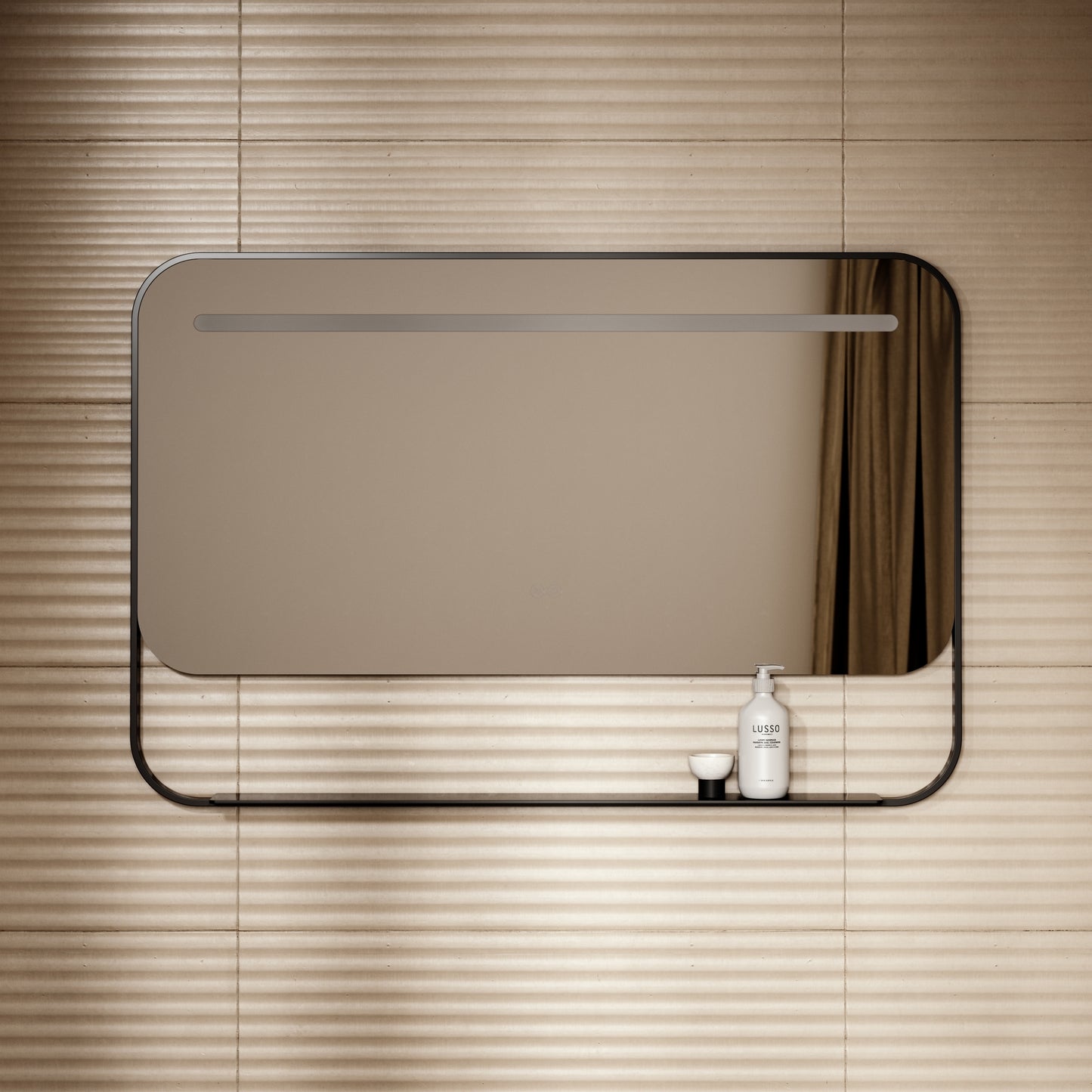 Vario Matte Black Mirror With Natural White LED light and Demister 1200mm