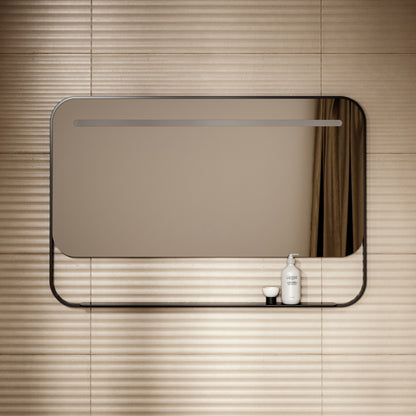 Vario Matte Black Mirror With Natural White LED light and Demister 1200mm