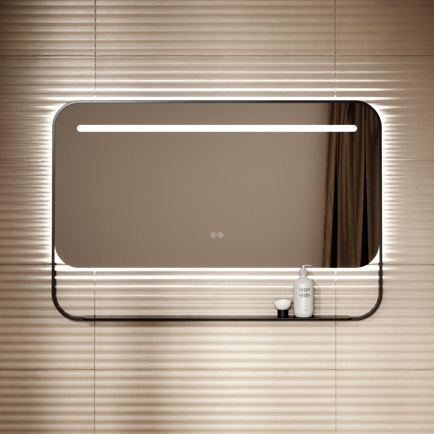 Vario Matte Black Mirror With Natural White LED light and Demister 1200mm