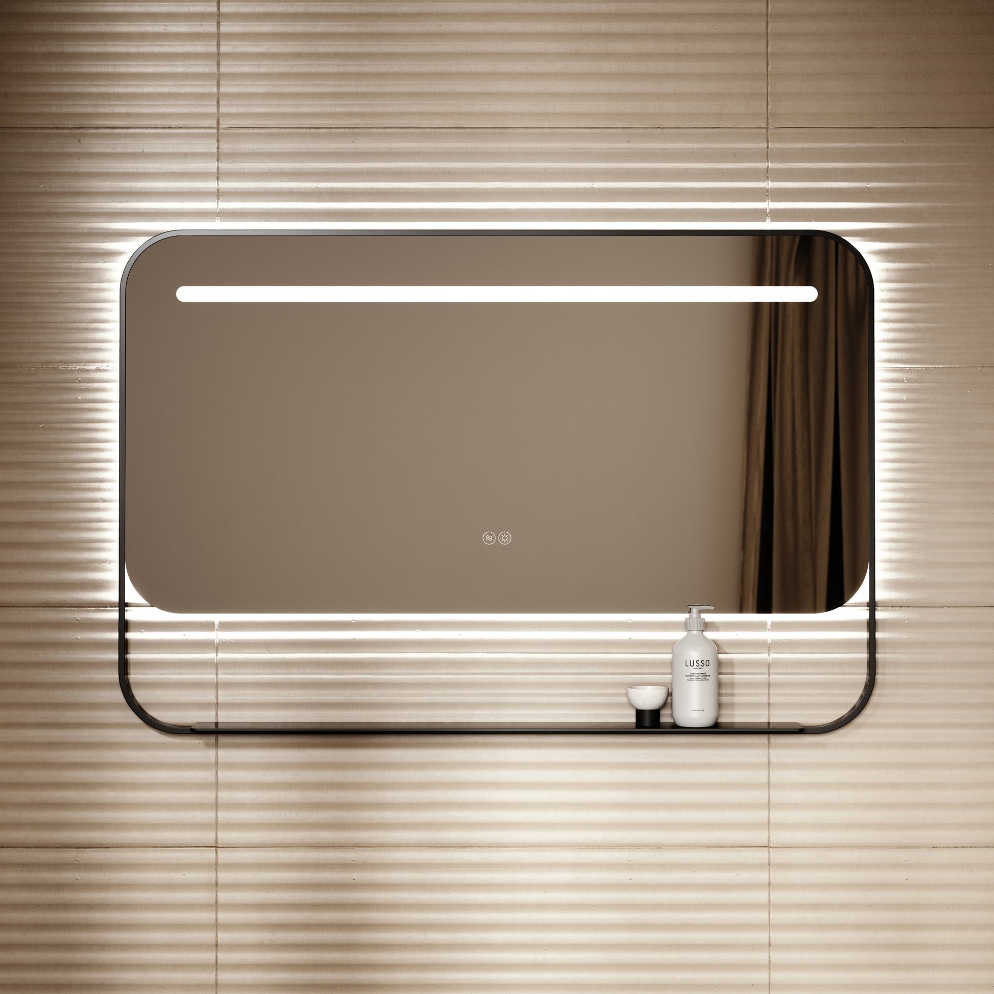Vario Matte Black Mirror With Natural White LED light and Demister 1200mm