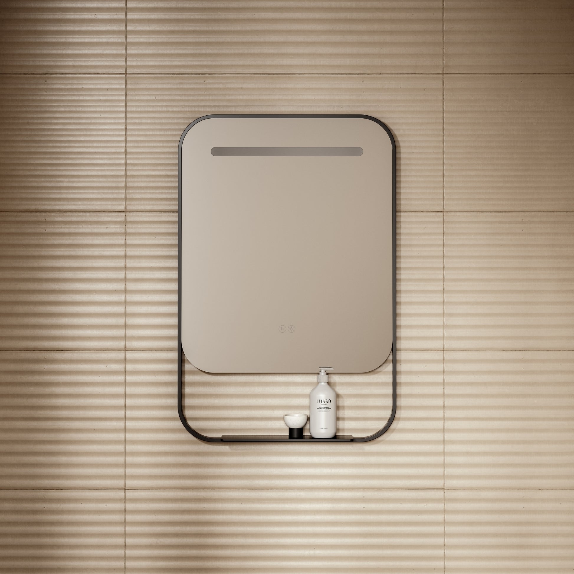 Vario Matte Black Mirror With Natural White LED light and Demister 600mm