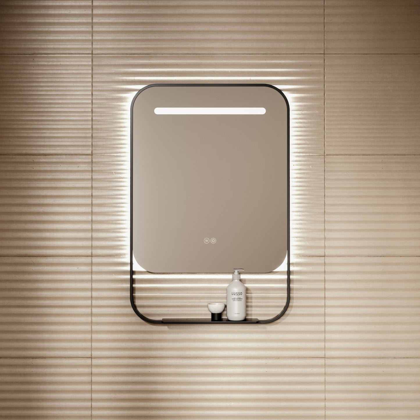 Vario Matte Black Mirror With Natural White LED light and Demister 600mm