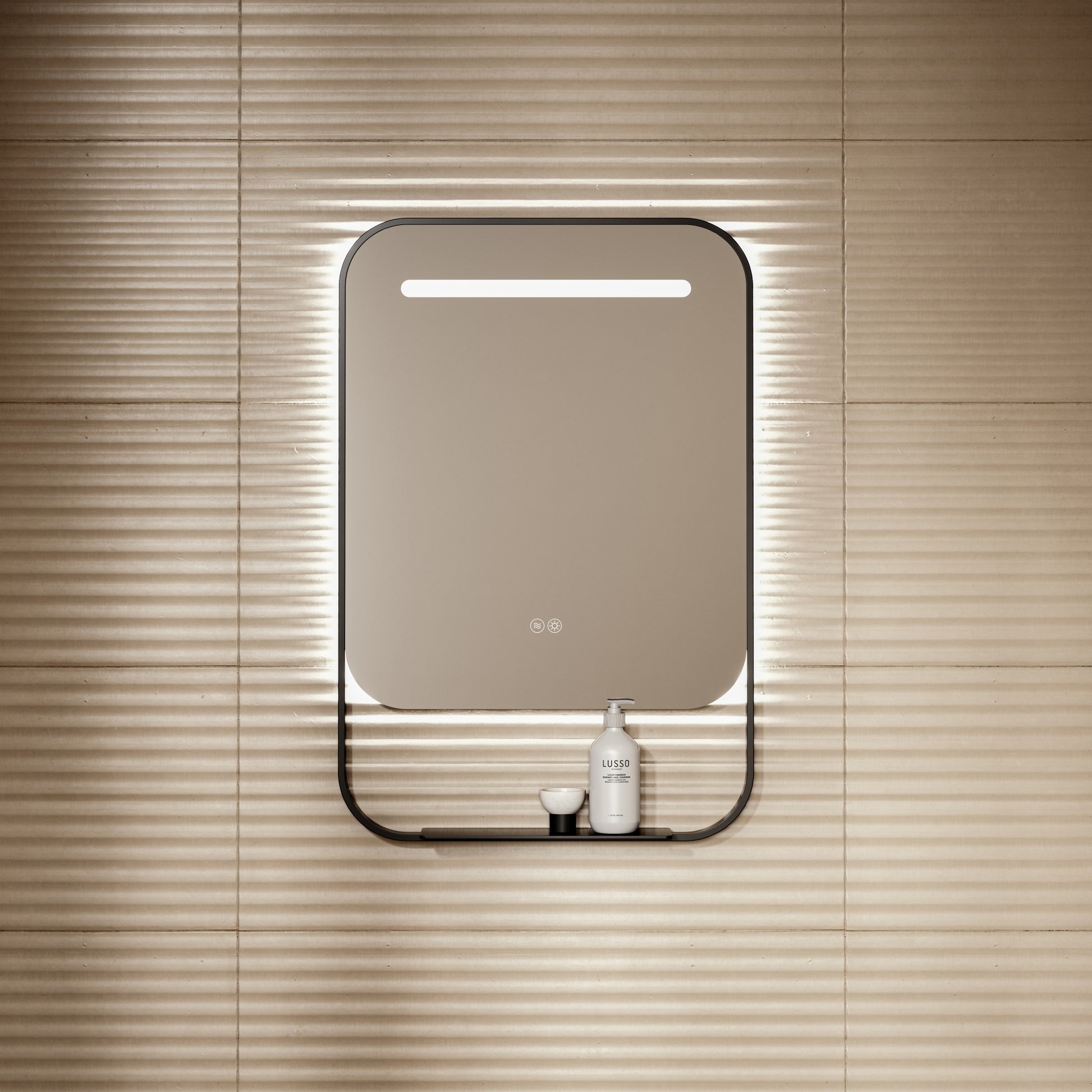 Vario Matte Black Mirror With Natural White LED light and Demister 600mm