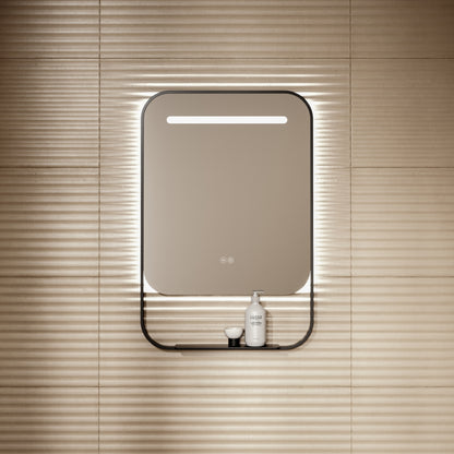 Vario Matte Black Mirror With Natural White LED light and Demister 600mm