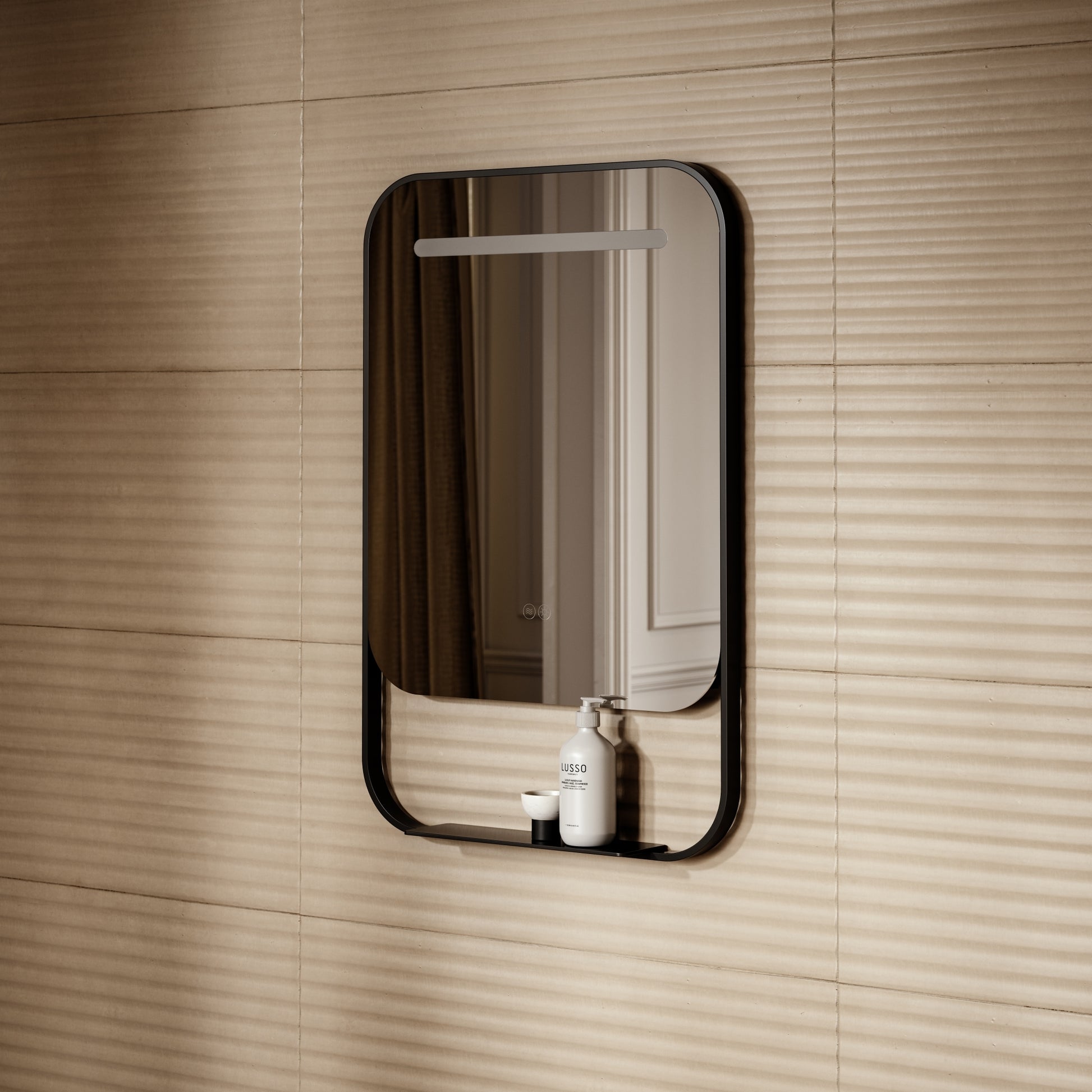 Vario Matte Black Mirror With Natural White LED light and Demister 600mm