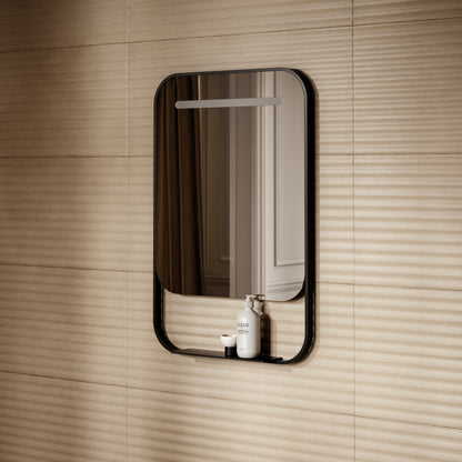 Vario Matte Black Mirror With Natural White LED light and Demister 600mm