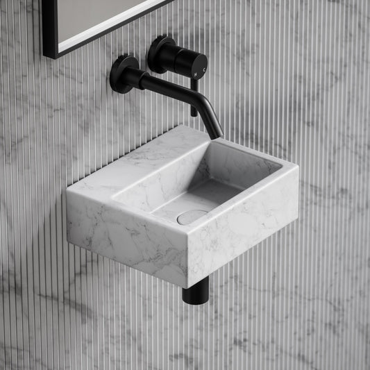 Vasel Carrara Marble Wall Hung Basin 300mm