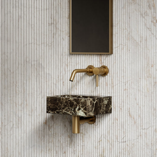 Vasel Dark Emperador Marble Wall Hung Basin 300mm