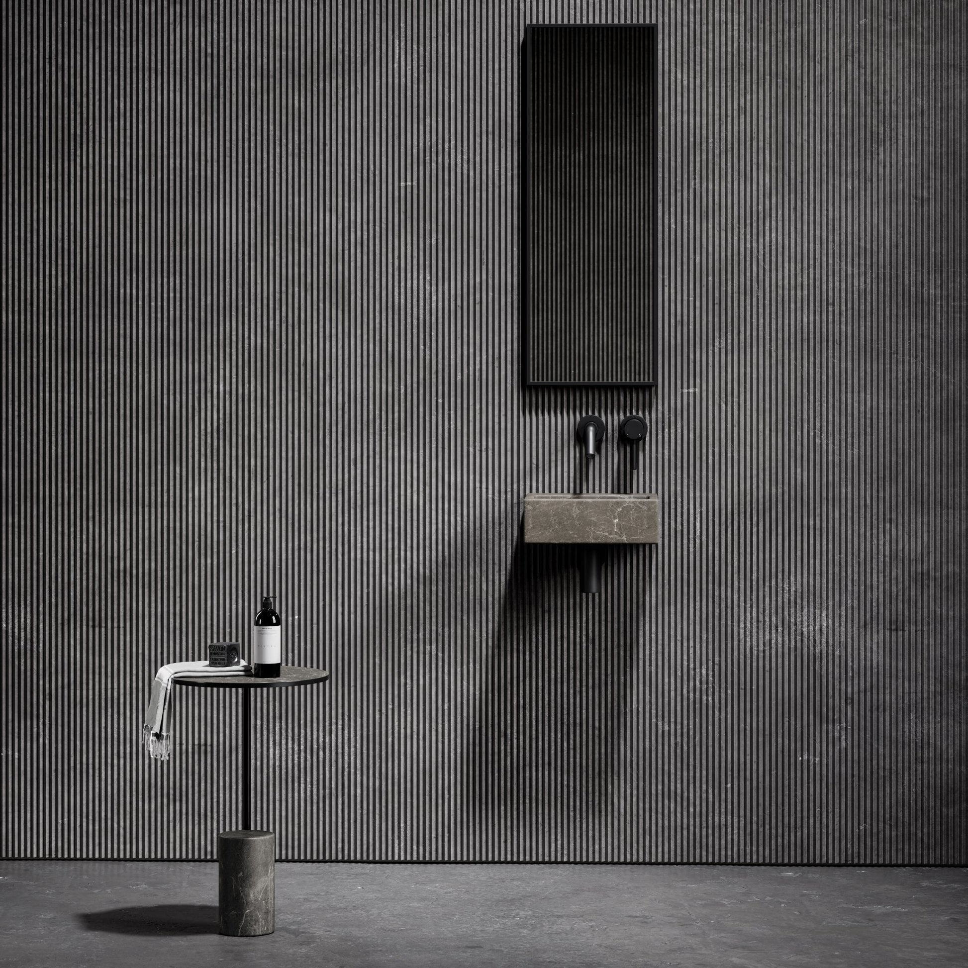 Vasel Hermes Grey Marble Wall Hung Basin 300mm