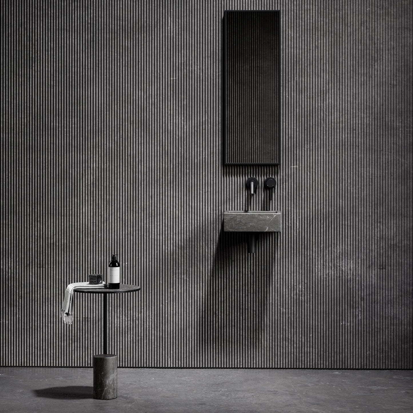 Vasel Pietra Grey Marble Wall Hung Basin 300mm