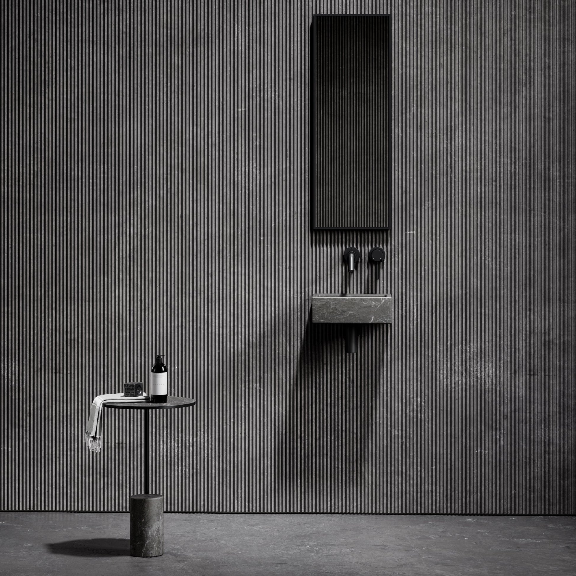 Vasel Pietra Grey Marble Wall Hung Basin 300mm