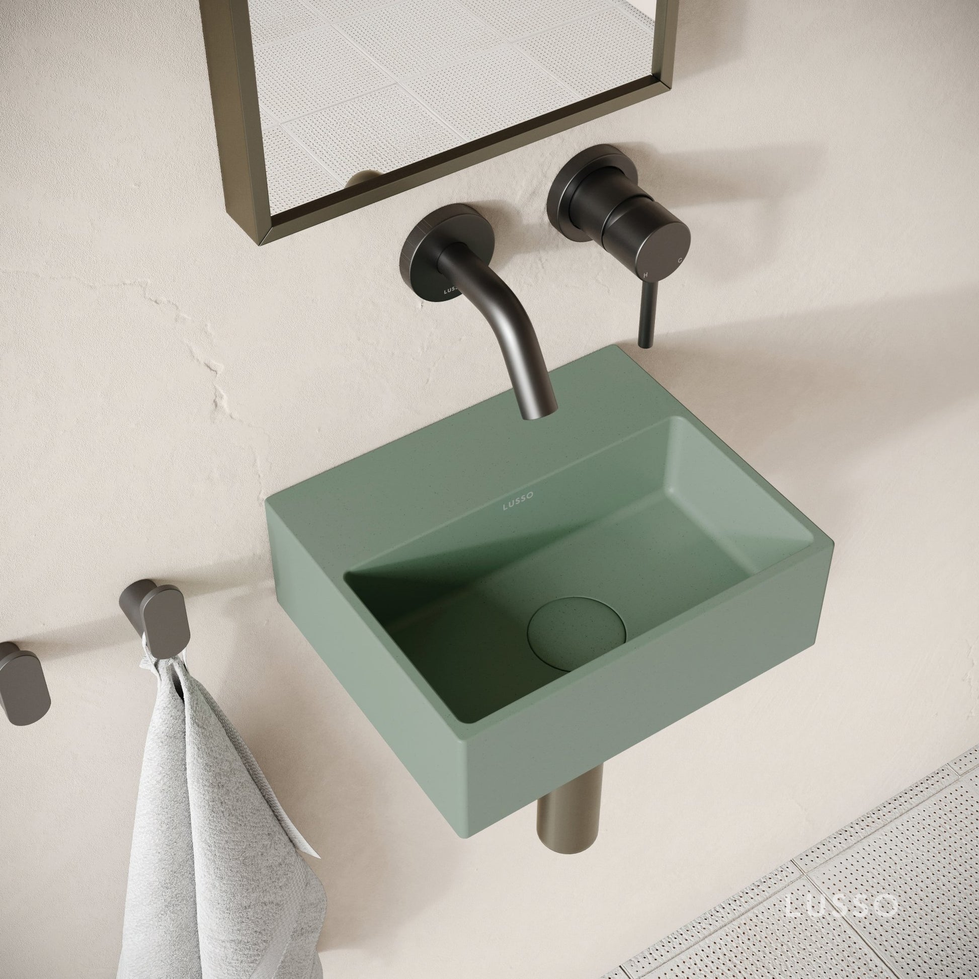 Vasel Seafoam Concrete Wall Hung Basin 300mm