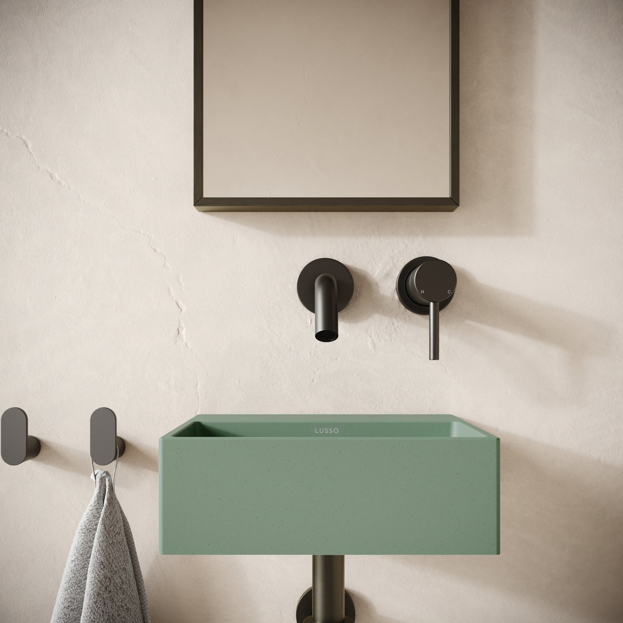 Vasel Baseboard Vasel Seafoam Concrete Wall Hung Basin 300mm - LUSSO