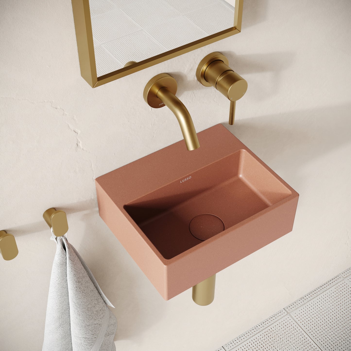 Vasel Terracotta Concrete Wall Hung Basin 300mm