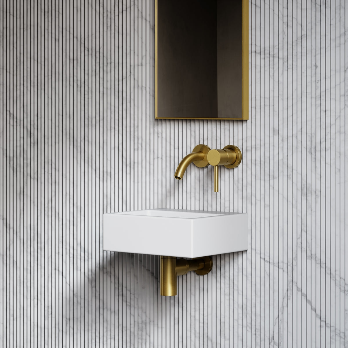 Vasel White Wall Hung Micro Bathroom Basin 300mm - LUSSO