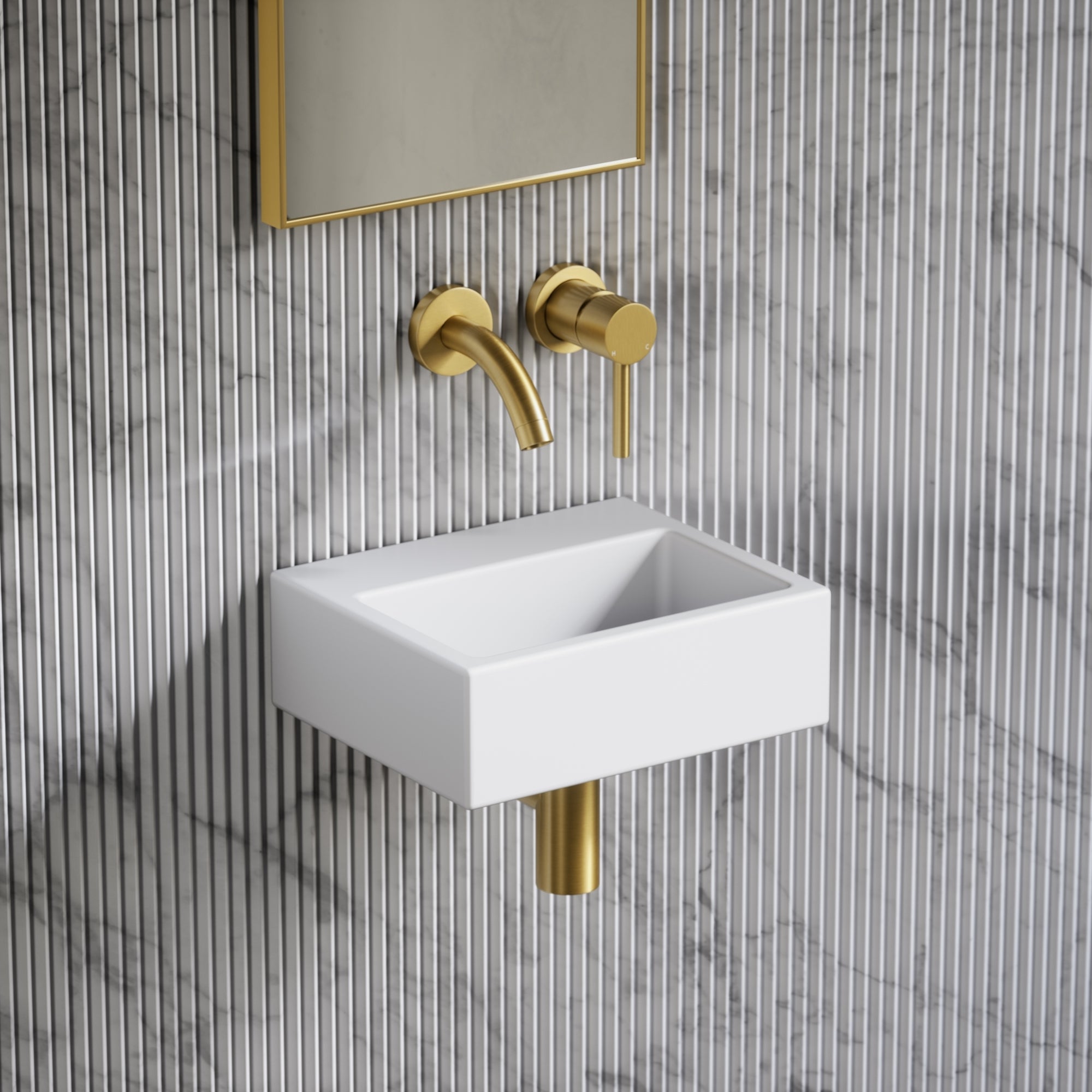 Micro Back Wall Vasel White Wall Hung Micro Bathroom Basin 300mm - LUSSO