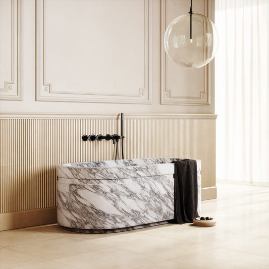 Vaso Arabescato Marble Freestanding Bath 1500mm
