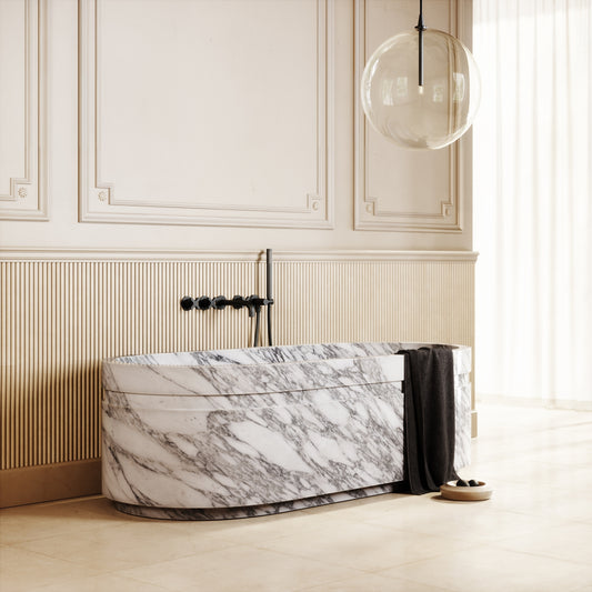 Vaso Arabescato Marble Freestanding Bath 1780mm