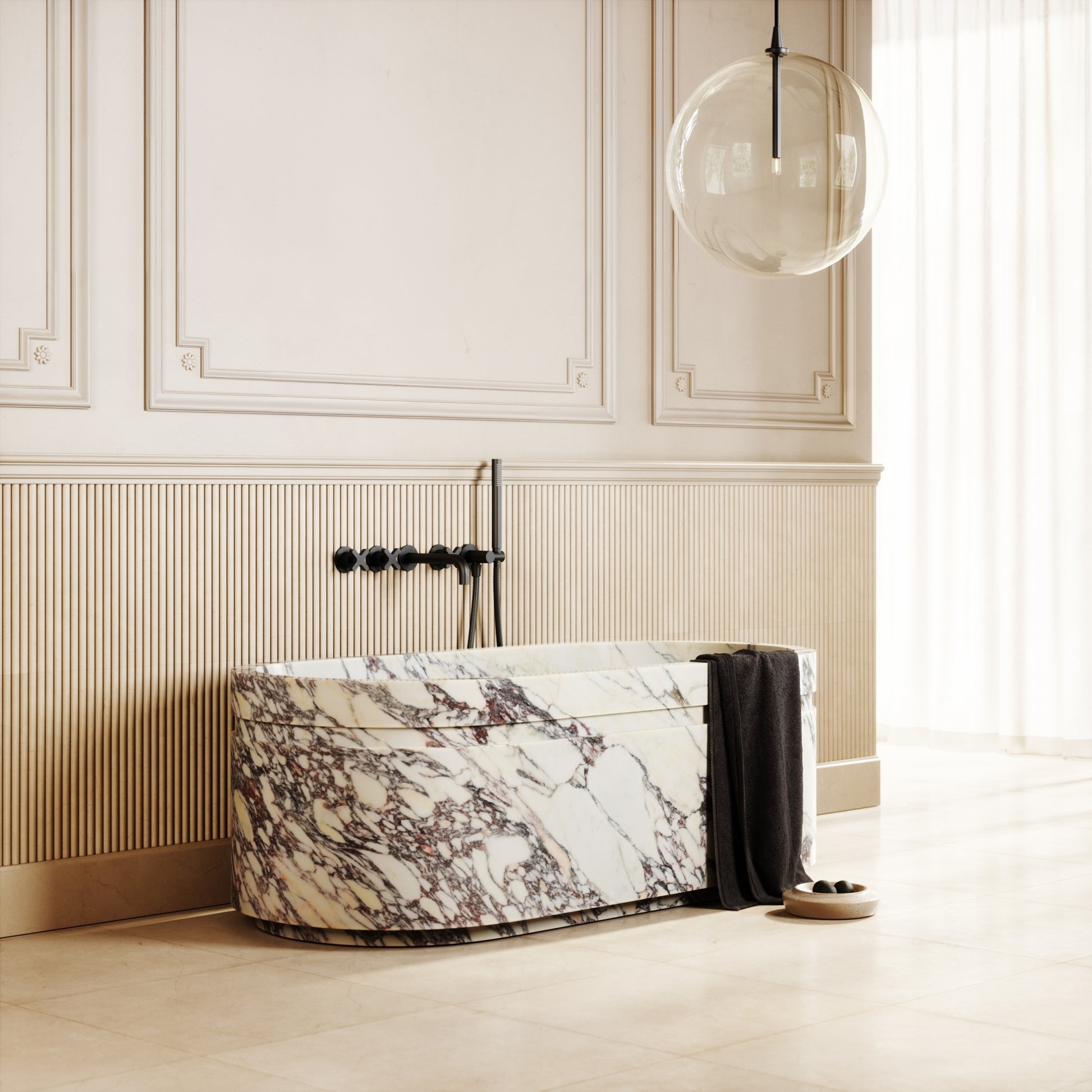 Vaso Calacatta Viola Marble Freestanding Bath 1500mm