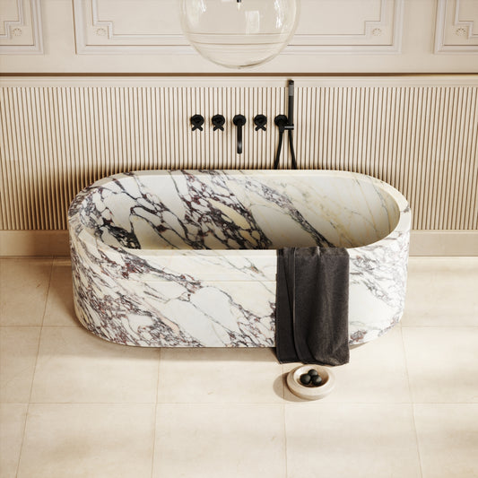 Vaso Calacatta Viola Marble Freestanding Bath 1500mm