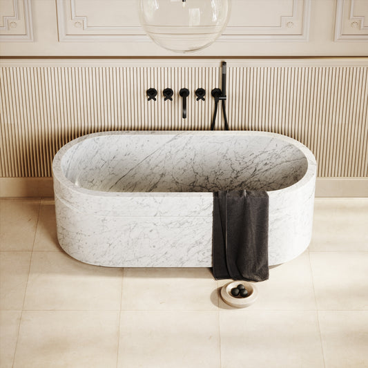 Vaso Carrara Marble Freestanding Bath 1500mm